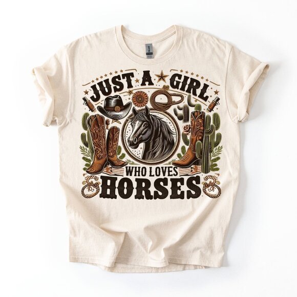 Horse Riding T-Shirt Graphic Tee Women's Western Style Rodeo Country Girl Gift - Picture 1 of 3